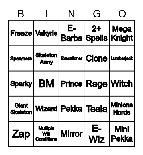 Mid-Ladder Bingo Card