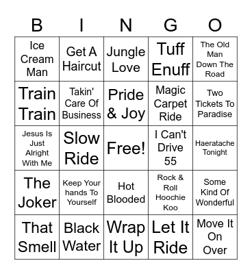 Classic Rock Hits Part 1 Bingo Card