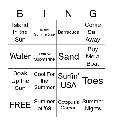 Summer Bingo Card