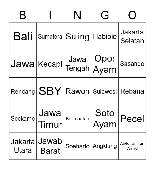 IRENExDG Bingo Card