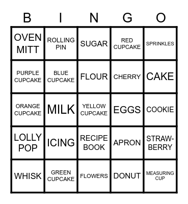 CUPCAKE BINGO Card