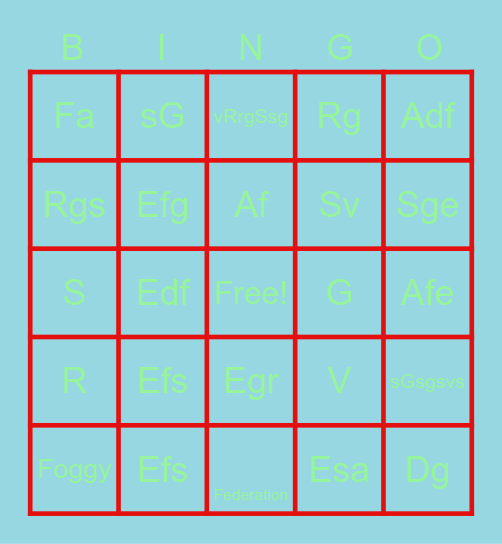 Federation Bingo Card