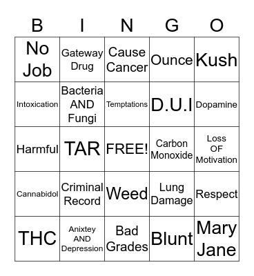 MARIJUANA Bingo Card