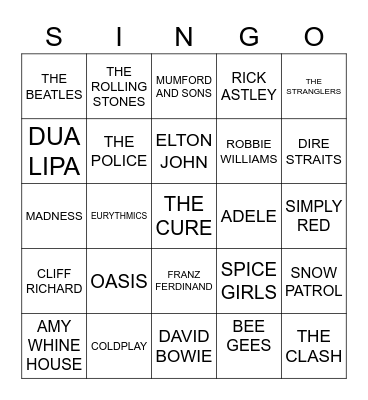 675 BEST OF ENGLISH #1 Bingo Card