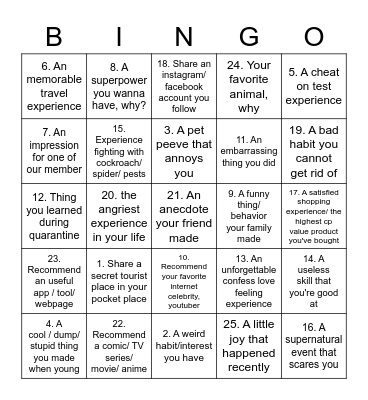 Englab Bingo Card