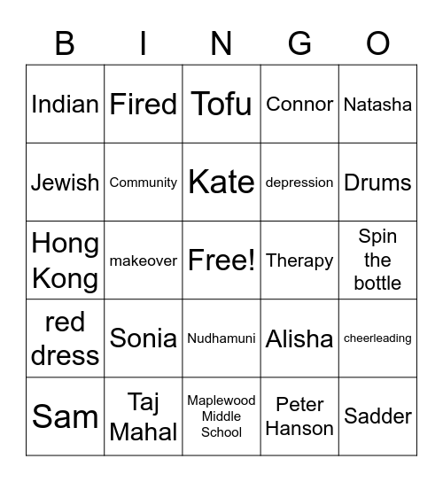 The Whole Story of Half a Girl Bingo Card