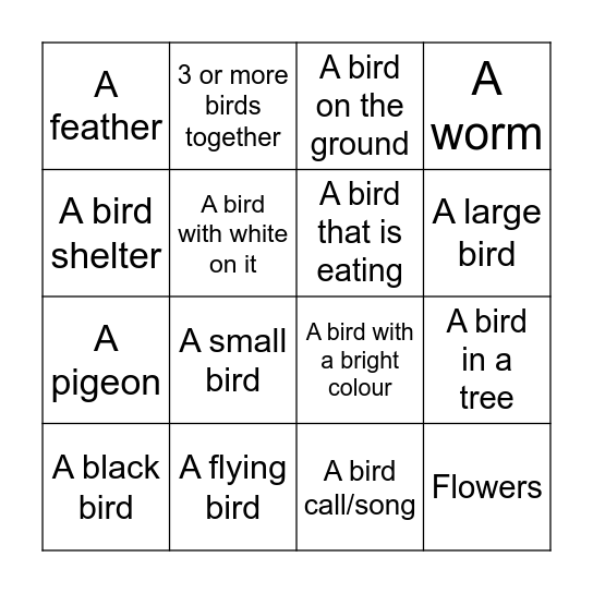 Bird Bingo Card