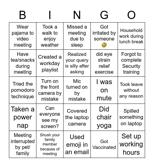 Engineer's Bingo Card