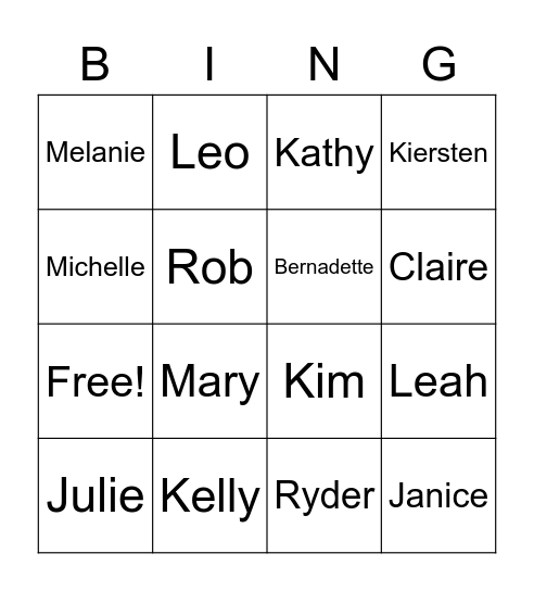 Westlake Bingo Card