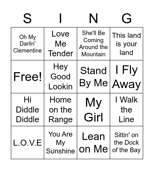SING-O Bingo Card