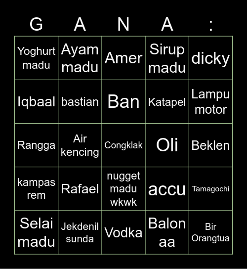 Gana CAMBER Bingo Card