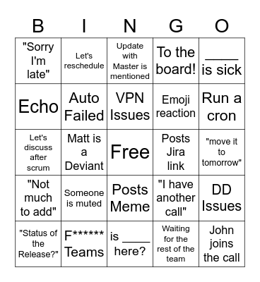 Scrum Bingo Card