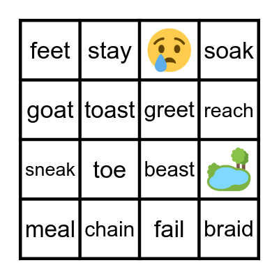 Vowel Teams Bingo Card