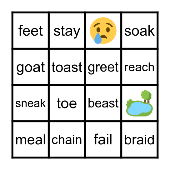 Vowel Teams Bingo Card