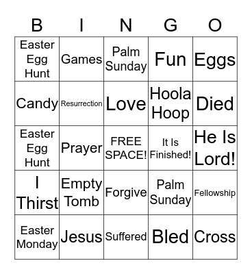 Easter Bingo Card