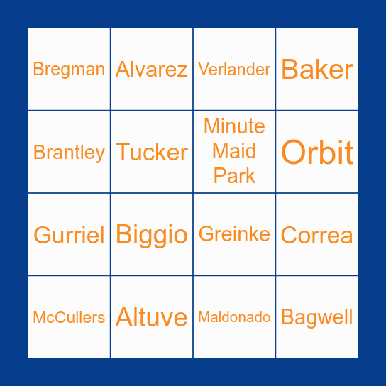 Astros Bingo Card