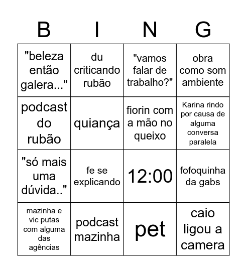 Bingo da Daily Bingo Card