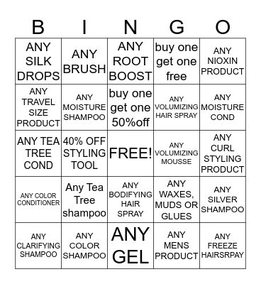 combo only bingo Card