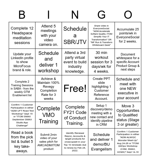Sales Athletes Go for the Gold Every Day! Bingo Card