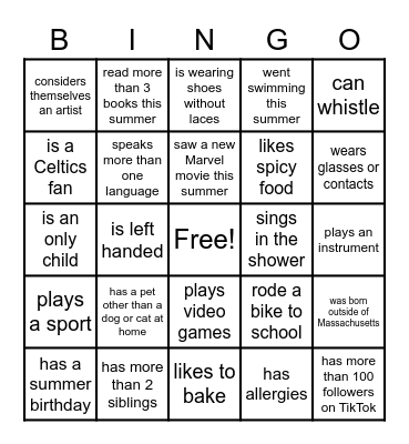 Find Someone Who... Bingo Card