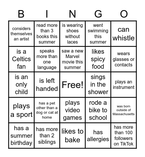 Find Someone Who... Bingo Card