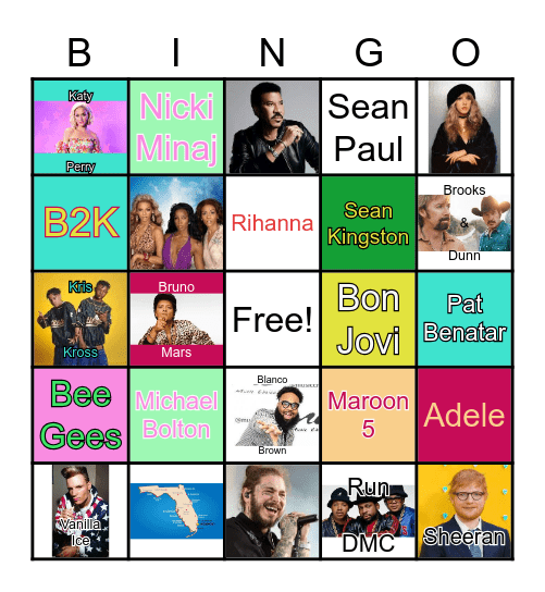 CSU Throwback Music Bingo Card