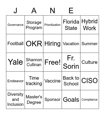 All Hands 7-21-2021 Bingo Card