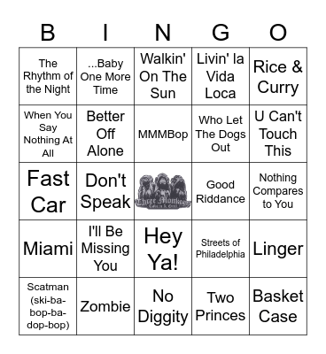 Top 90s Bingo Card