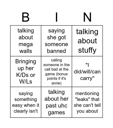 Trushi 2.0 Bingo Card