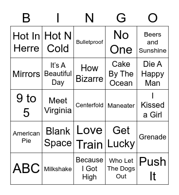 Music Bingo 106 Bingo Card