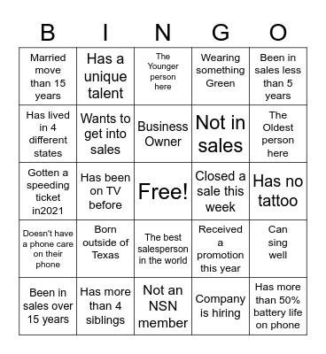 NSN Bingo Card