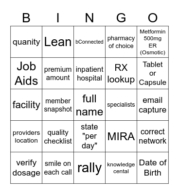 Quality Bingo Card