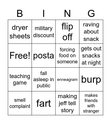 Kristy Bingo Card