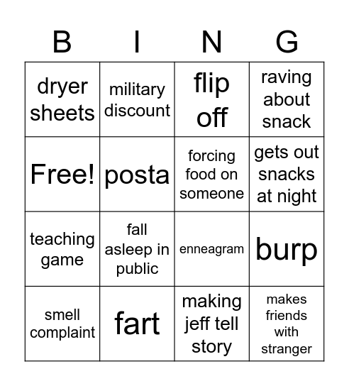 Kristy Bingo Card