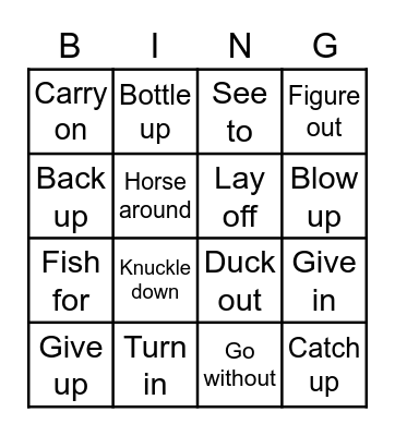 Phrasal Verbs Bingo Card