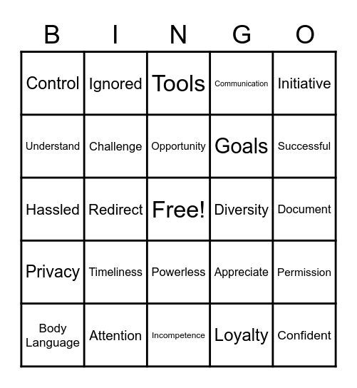 CUSTOMER SERVICE Bingo Card