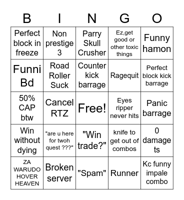 tw vamp bingo Card