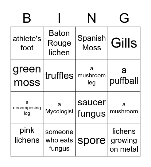 The Fungus Is Among Us Bingo Card