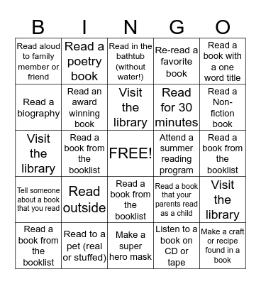 SUMMER READING Bingo Card