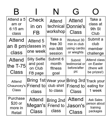 Arrowhead TITLE Boxing Club Bingo Card