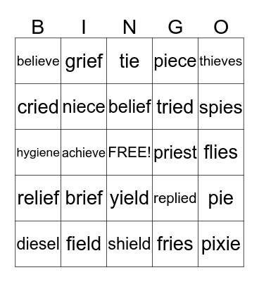 ie (long i, long e)  Bingo Card