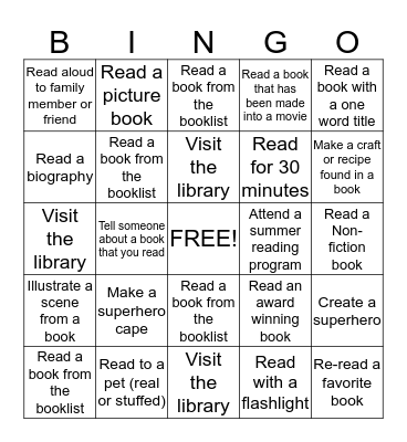 SUMMER READING Bingo Card