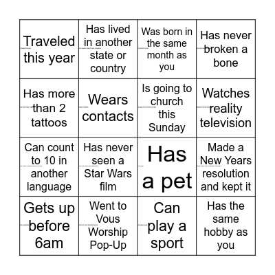 FIND SOMEONE WHO...... Bingo Card