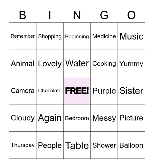 Multisyllabic Word Bingo! Bingo Card