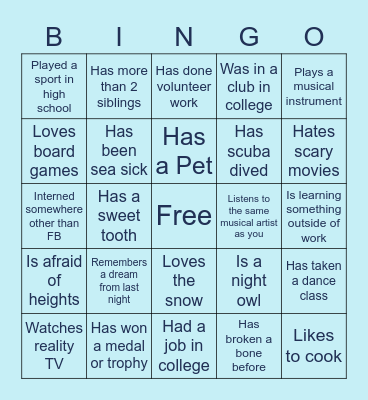 Find Someone Who Bingo Card