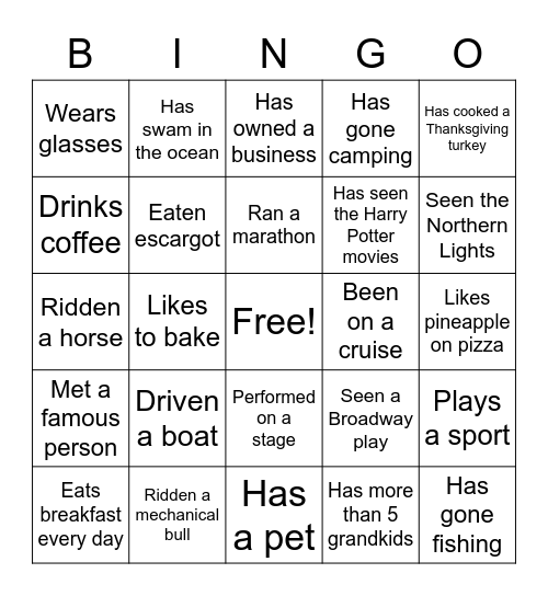 Social Bingo! Bingo Card