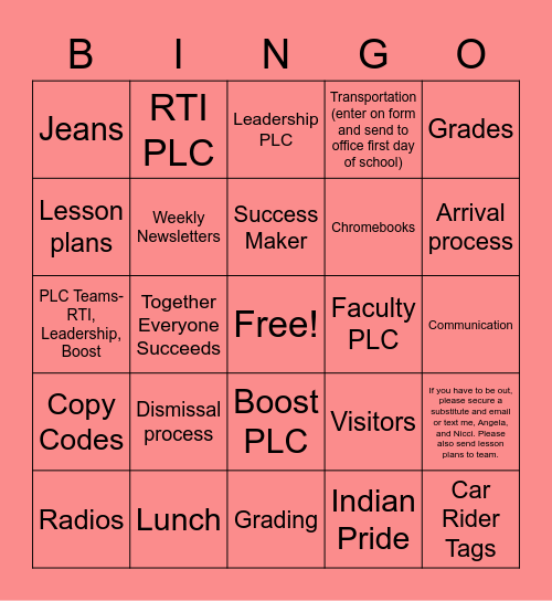 Handbook Bingo Card