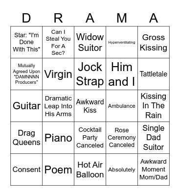 Bachelor/Bachelorette Bingo Card
