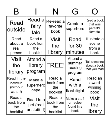 READ-TO-ME Bingo Card