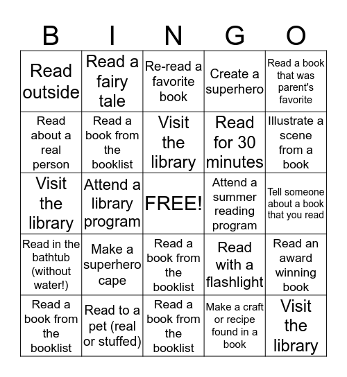 READ-TO-ME Bingo Card